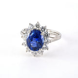 Estate Ceylon Sapphire & Diamond Cluster Ring