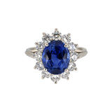 Ceylon Sapphire & Diamond Cluster Ring