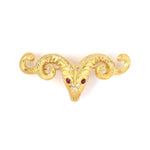 Estate Lalaounis Diamond & Ruby Ram's Head Pin