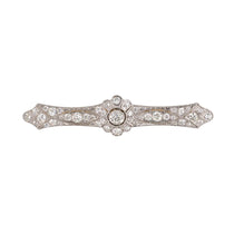 Estate Art Deco Chased Diamond Bar Pin