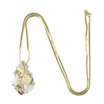 Estate Opal Floral Leaf Swirl Pendant Necklace