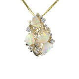 Opal Floral Leaf Swirl Pendant Necklace