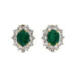 Estate Emerald & Diamond Cluster Earrings