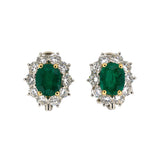 Estate Emerald & Diamond Cluster Earrings
