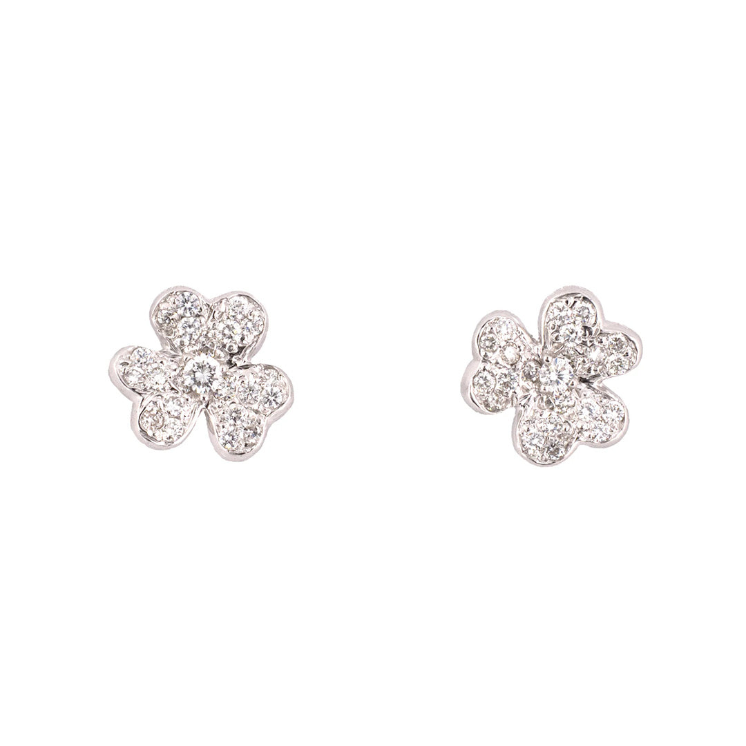 Estate Diamond 3-Leaf Clover Earrings