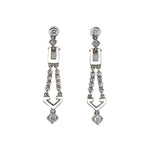 Estate Diamond & Enamel Geometric Dangle Drop Earrings