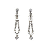 Estate Diamond & Enamel Geometric Dangle Drop Earrings