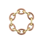 Estate Retro Rose & Yellow Gold Oval Link Bracelet