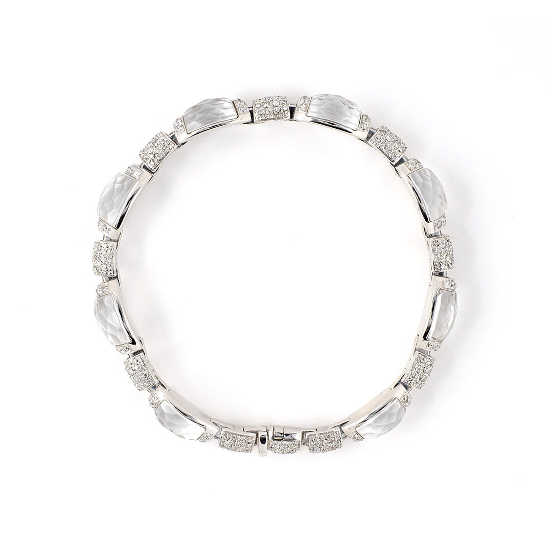 Estate Diamond & Quartz Crystal Link Bracelet