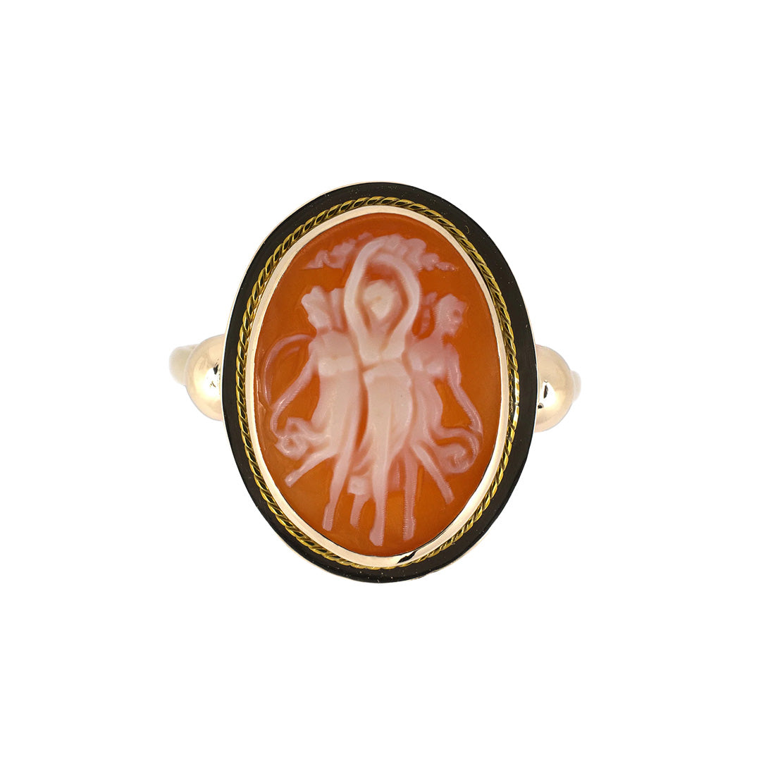 Estate Shell Cameo Ladies Dancing Ring