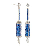 Sapphire & Diamond Long Barrel Earrings