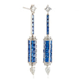 Sapphire & Diamond Long Barrel Earrings
