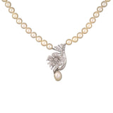 Estate Akoya & Baroque South Sea Pearl Diamond Swirl Ribbon Necklace