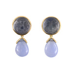 Estate Moonstone & Blue Chalcedony Earrings