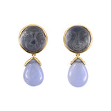 Estate Moonstone & Blue Chalcedony Earrings