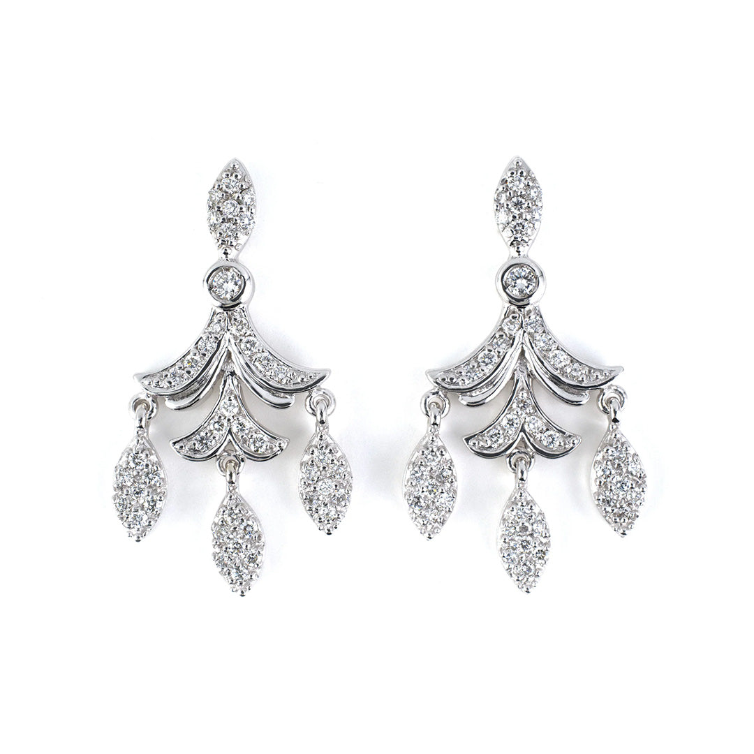 Estate Diamond Pagoda Dangle Drop Earrings