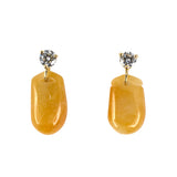 Yellow Jadeite Briolette & Diamond Drop Earrings