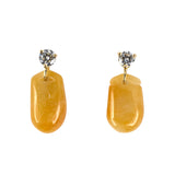 Estate Yellow Jadeite Briolette & Diamond Drop Earrings