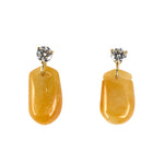 Estate Yellow Jadeite Briolette & Diamond Drop Earrings