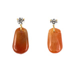 Estate Red Jadeite Briolette & Diamond Drop Earrings