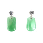 Estate Green Jadeite Briolette & Diamond Drop Earrings