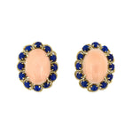 Estate Angel Skin Coral & Lapis Oval Cluster Earrings