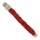 Coral Bead Chimera Torsade 18-Strand Bracelet