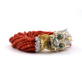 Coral Bead Chimera Torsade 18-Strand Bracelet