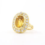 Estate Yellow Sapphire & Diamond Oval Cluster Ring