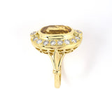 Yellow Sapphire & Diamond Oval Cluster Ring