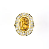 Yellow Sapphire & Diamond Oval Cluster Ring