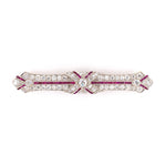 Estate Art Deco Diamond & Ruby Bar Pin