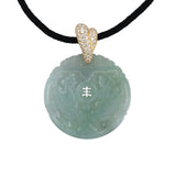 Jadeite Dragon & Phoenix Disc Pendant Necklace