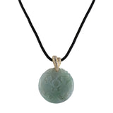 Estate Jadeite Dragon & Phoenix Disc Pendant Necklace