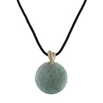 Estate Jadeite Dragon & Phoenix Disc Pendant Necklace