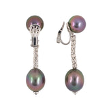 Carvin French Black Tahitian Pearl & Diamond Earrings