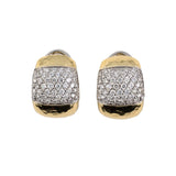 Estate Diamond Hammered Huggie Earrings