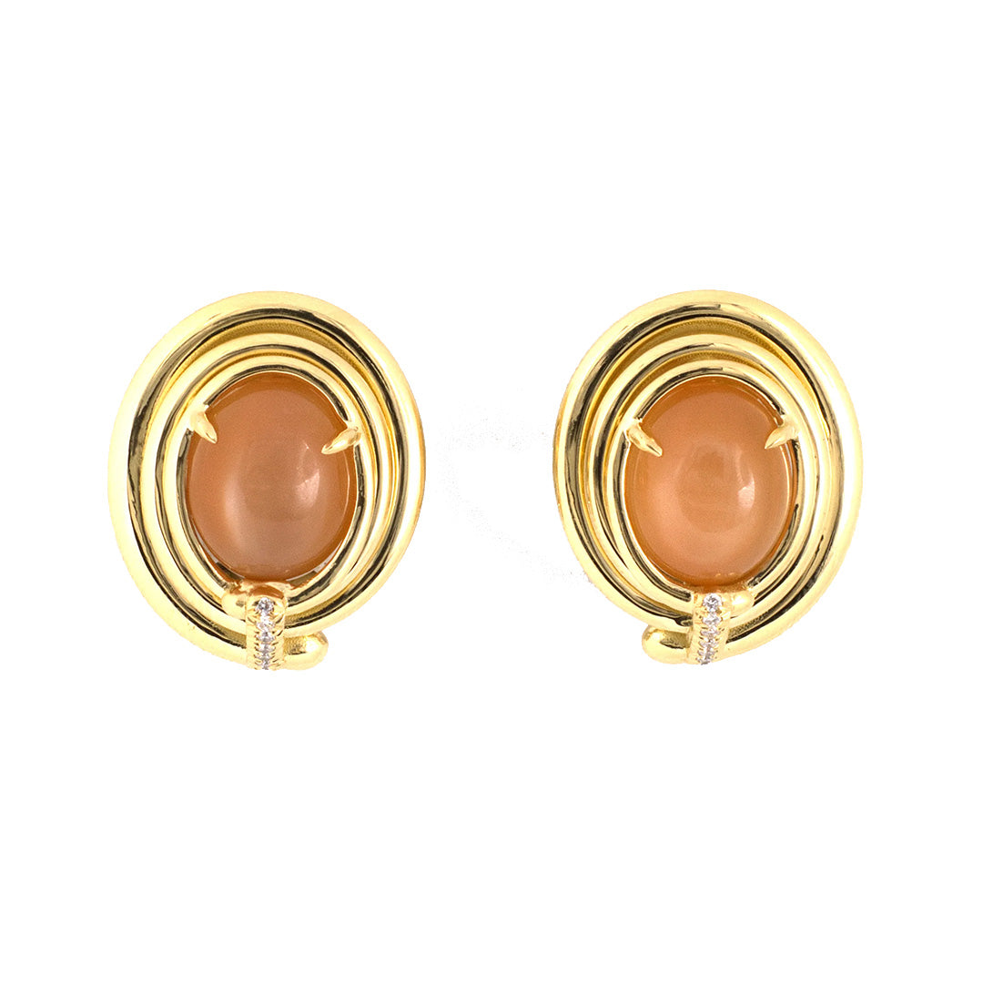 Estate Bondanza Moonstone & Diamond Earrings