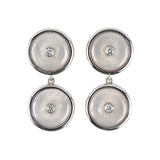 Estate White Jadeite Disc & Diamond Drop Earrings