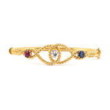 Estate Victorian 3-Stone Weave Bangle Bracelet