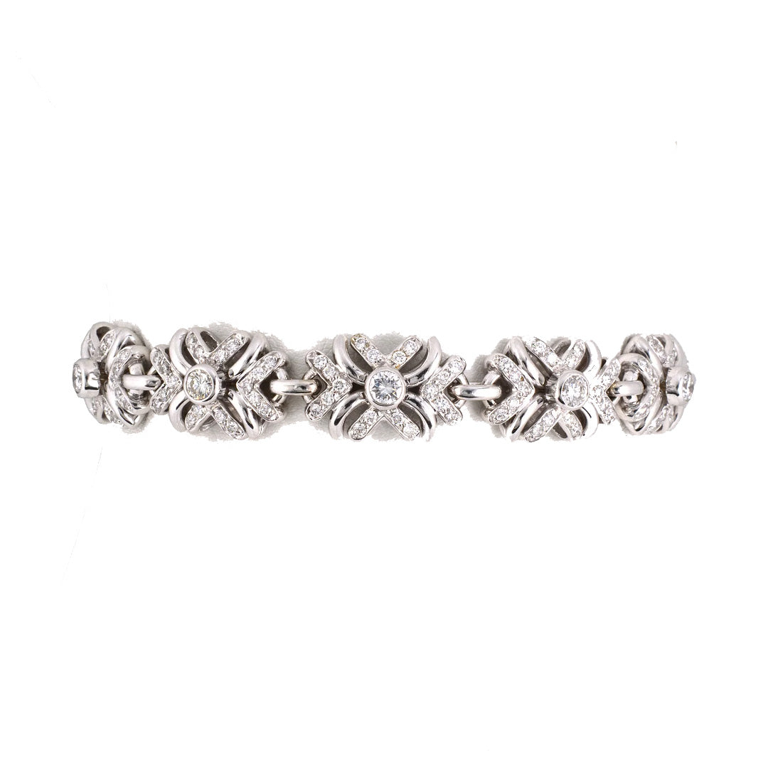Estate Diamond "X" Link Bracelet