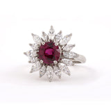 Estate Albert Pujol Ruby & Diamond Sunburst Ring