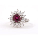 Estate Albert Pujol Ruby & Diamond Sunburst Ring