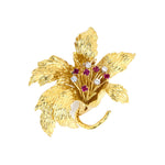 Estate Cartier Ruby & Diamond Flower Pin