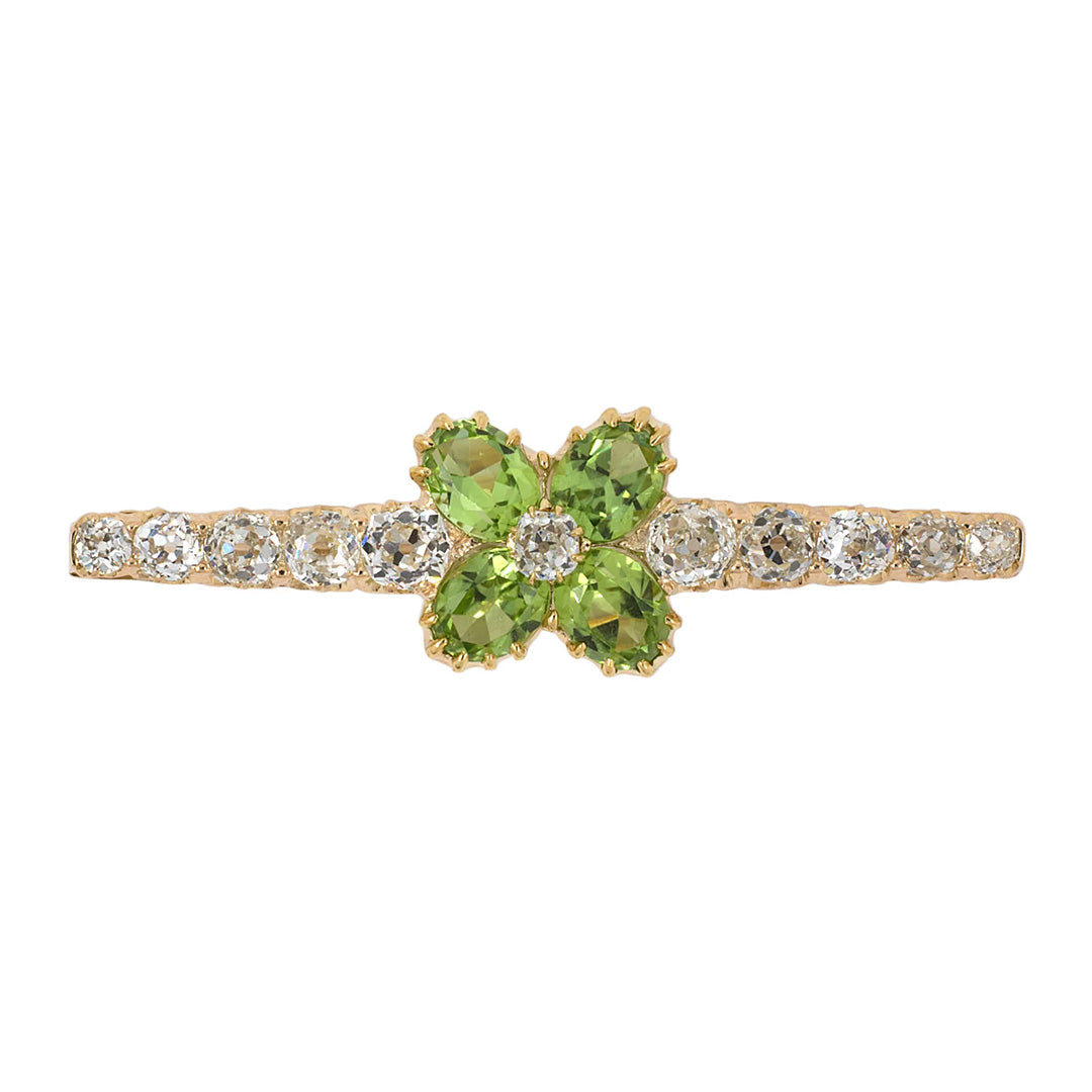 Estate Victorian Peridot & Diamond X Center Bar Pin