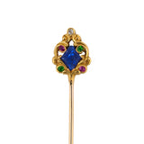 Estate Art Nouveau T. B. Starr Multi-Color Gemstone Stick Pin