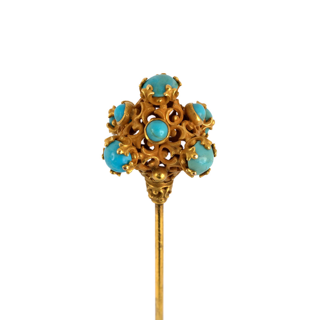 Estate Art Nouveau Turquoise Hat Pin
