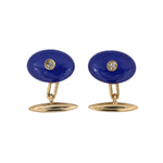 Estate Victorian Larter Enamel & Diamond Cuff Links