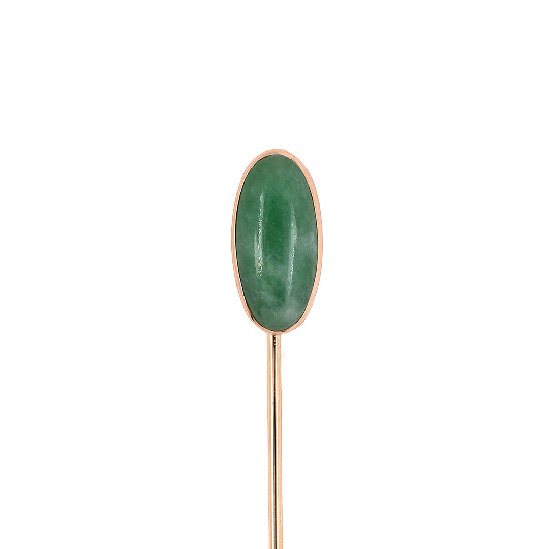 Estate Victorian Green Jadeite Oval Stick Pin