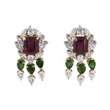 Estate Garnet, Tourmaline & Diamond Dangle Earrings